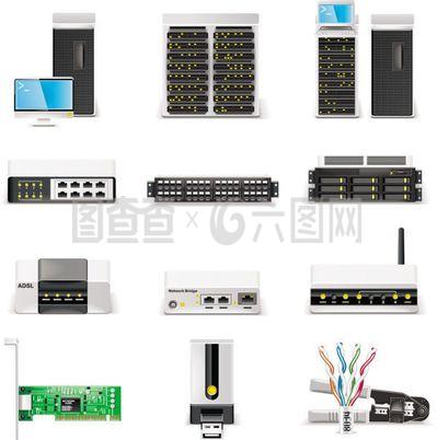 電子網絡設備矢量素材 賦能現代通訊設計的核心資源